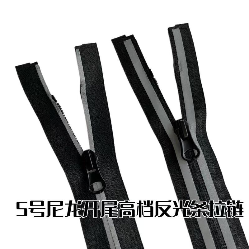 No. 5 Nylon Zipper with Open End, Double Silver-Gray Reflective Strips, School Uniform Workwear Zipper, Factory Wholesale No. 5 Nylon Zipper with Open End, Double Silver-Gray Reflective Strips, School Uniform Workwear Zipper, Factory Wholesale