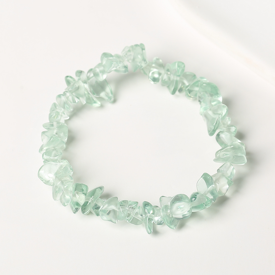 Pulsera de anillo único de piedra de cuartil natural irregular pulsera de cuerda elástica de piedra original estilo fresco simple y versátil