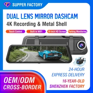 İkili linzalı 10 düymlük CarPlay gecə görünüşlü metal korpuslu güzgü videoregistrator