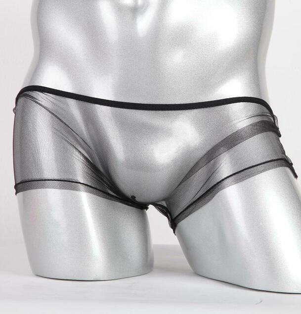 Ropa interior de los hombres de malla delgada ver a través de malla bolsa de cintura baja boxeadores más el tamaño C- 092