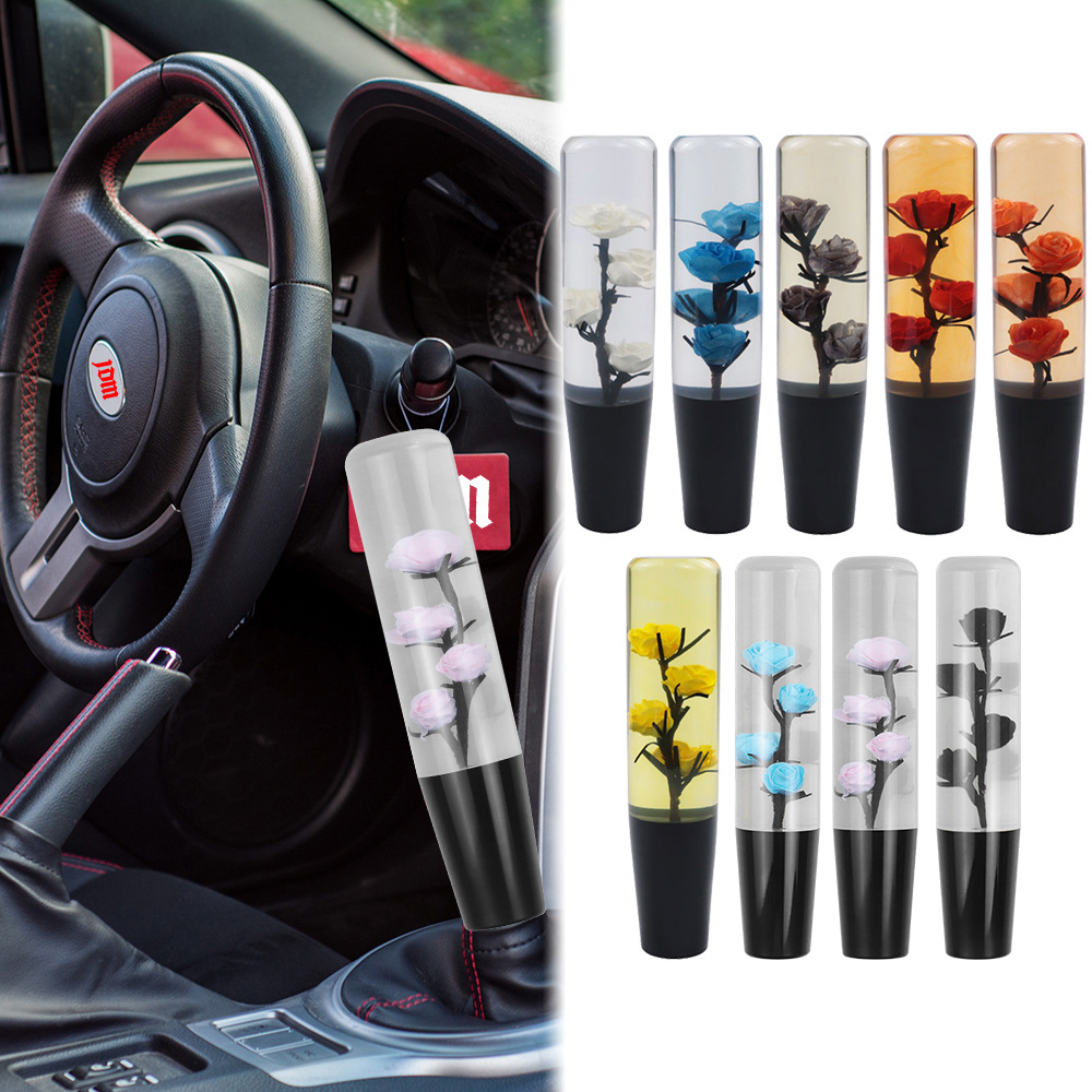 Car modification universal acrylic personality crystal rose gear head shift manual gear shift lever head