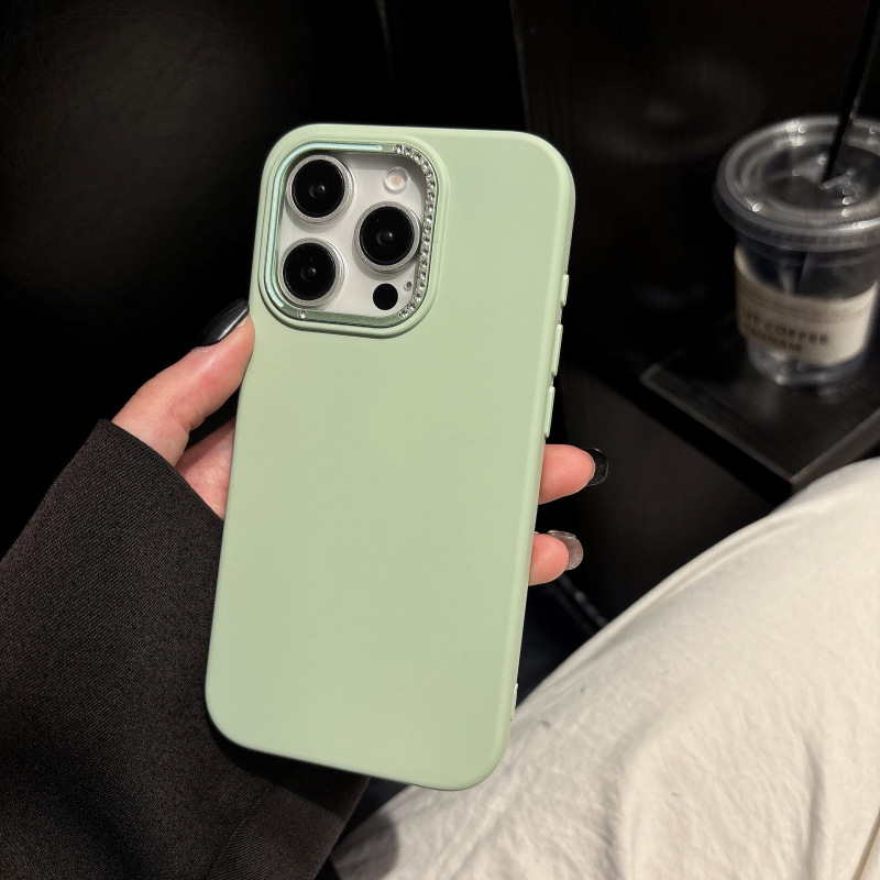 Apple 16ProMax 液体シリコーンメタルドットダイヤモンドフレーム iP16 携帯電話ケース 16Pro フラッシュダイヤモンドレンズに適しています。|undefined