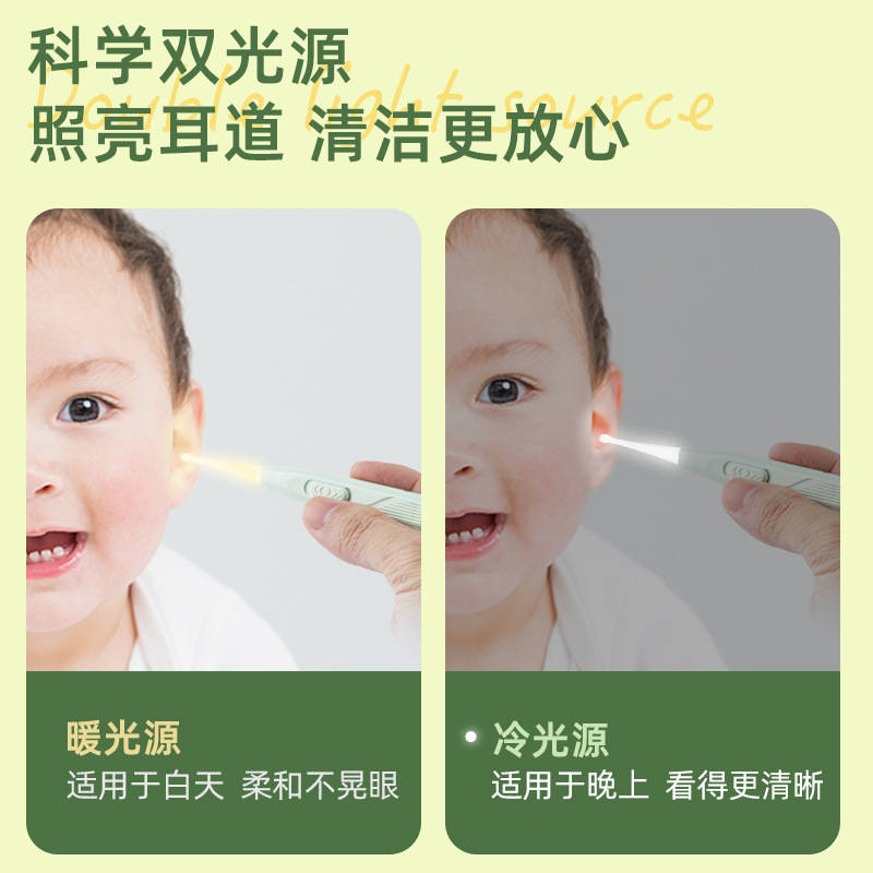 Illuminated Ear Scoop USB Baby Ear Scoop with Light, Viewable Ear Scoop Nose Booger Tweezers Ear Cleaning Tool Set