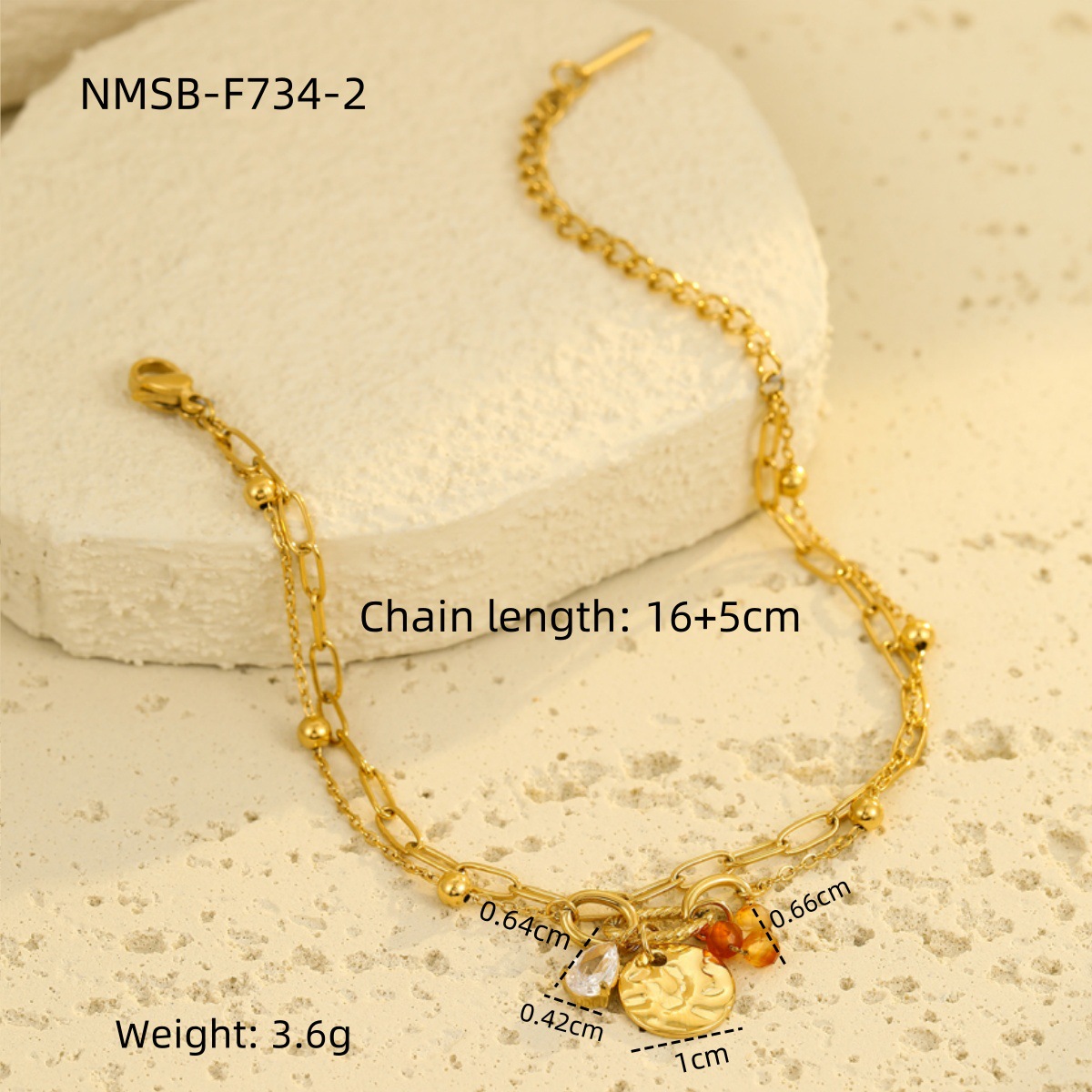 Women's Gender PVD Coated Real Gold Plated Geometric 304 Stainless Steel Casual Elegant Waterproof Non Tarnish 304 Stainless Steel Bracelets