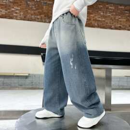 男童牛仔裤春秋新款儿童帅气时尚裤子中大童儿童开学休闲裤运动裤