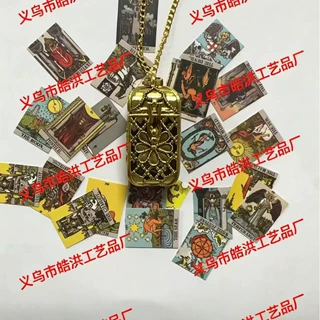 跨境爆款 Tiny Tarot Deck Necklace小型塔罗牌吊坠项链