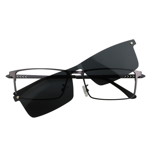 Men's business textured frame magnetic dual-use polarized fishing and driving sunglasses combination clip-on mirror set