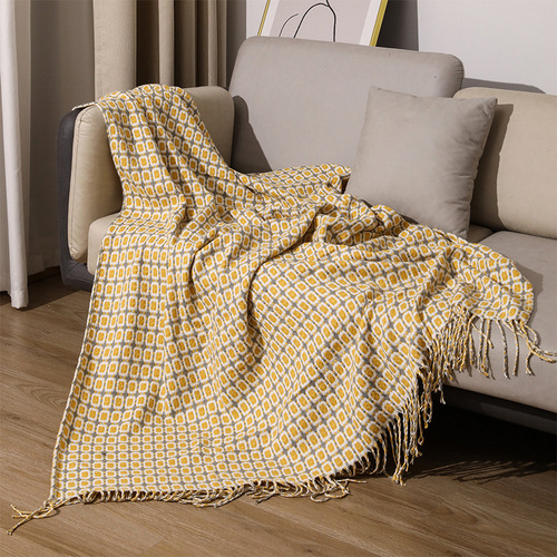 Houndstooth Sofa Blanket Knitted Blanket Office Nap Blanket Bed Builder Bed Flag Bed End Blanket Nordic Style Decorative Blanket