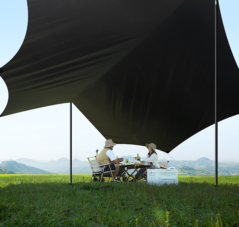 Beishan Wolf Titanium Black Octagonal Canopy Tent Outdoor Camping Picnic Camping Equipment Hevelation Full Set of Rainproof and Sunscreen
