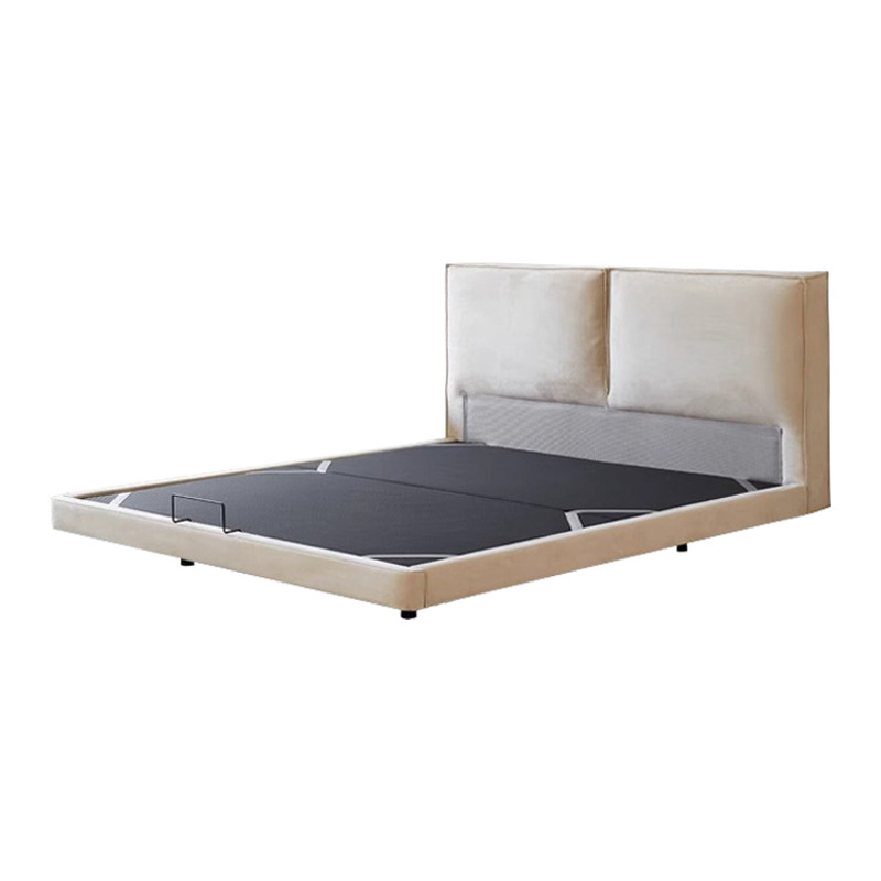 Bloqueo de tofu tela cama flotante dormitorio pequeño estilo de cama doble 1.8m estilo de crema cama doble moderna simple