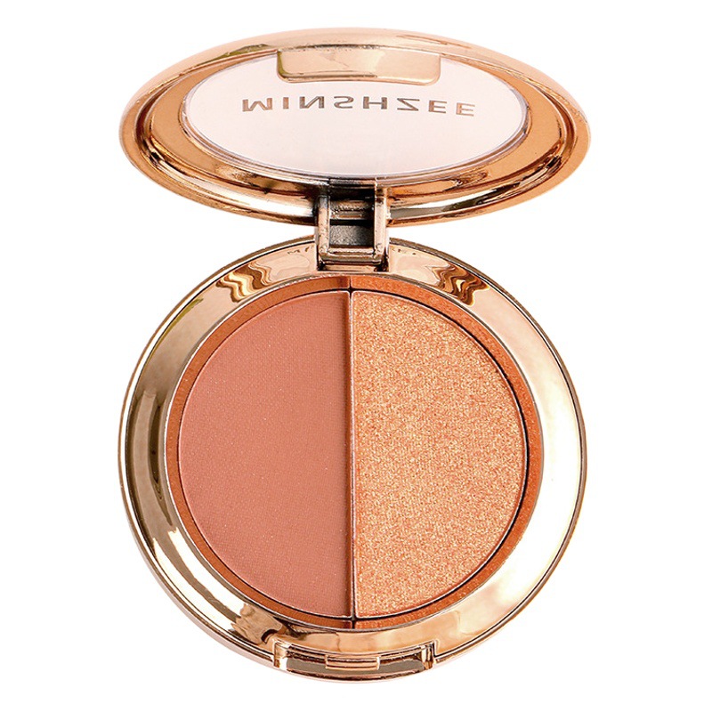 Ming Xizhi Two-Color Eye Shadow Palette Earth Color Pearlescent Matte Gold Glitter Polarized Portable Pumpkin Color Eye Shadow Palette Cross-Border