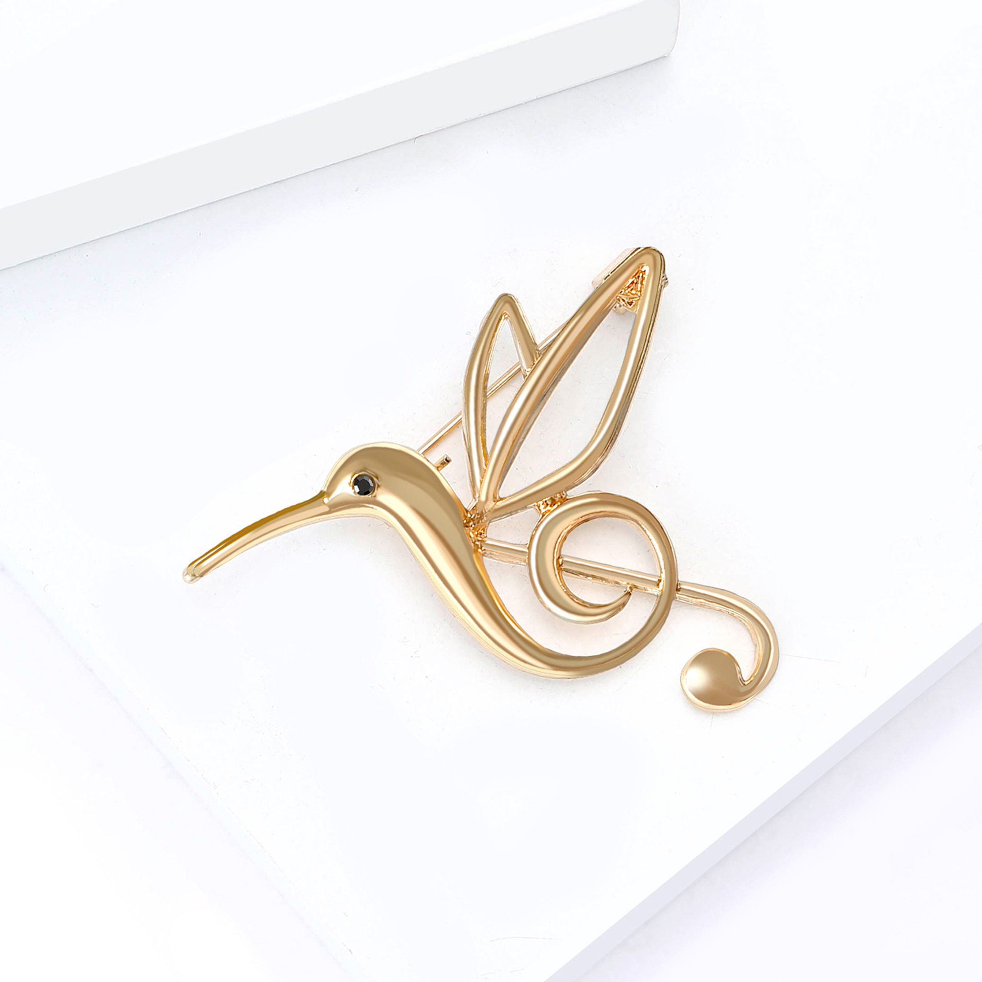 Cross-Border Hot-Selling European and American Alloy Enamel Hummingbird Musical Note Brooch Versatile Women's Suit Shawl Corsage Jewelry Pin