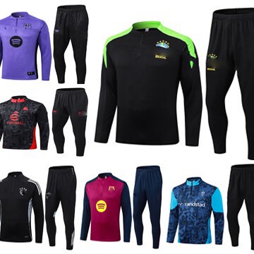 2526 Real Madrid Barcelona Half-Zip Football Training Suit Football Jersey Brazil Arsenal Paris