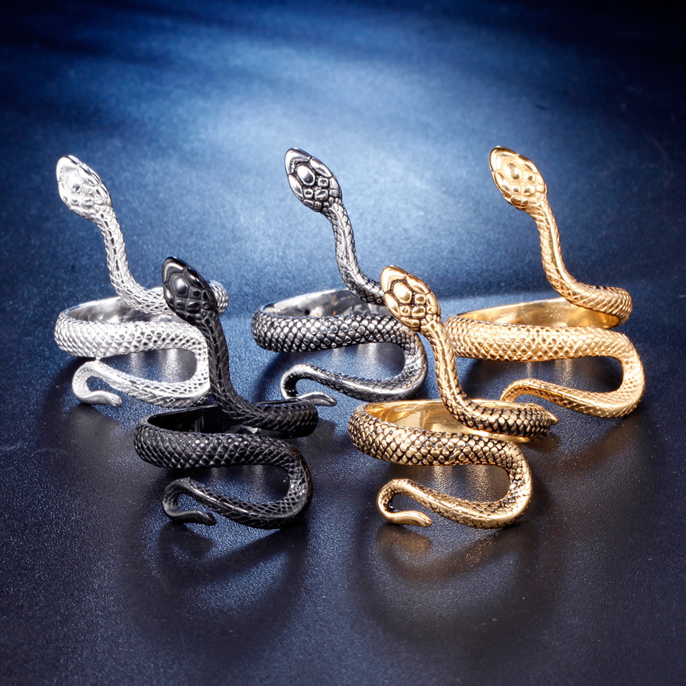 Retro Snake Metal Men's Rings display picture 2