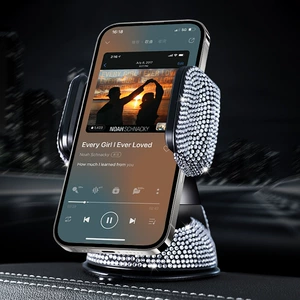 Hot Diamond-Encrusted Car Mobile Phone Holder Dual-Function Air Outlet Navigation Holder Car Suction Cup Rotating Mobile Phone Holder for Women