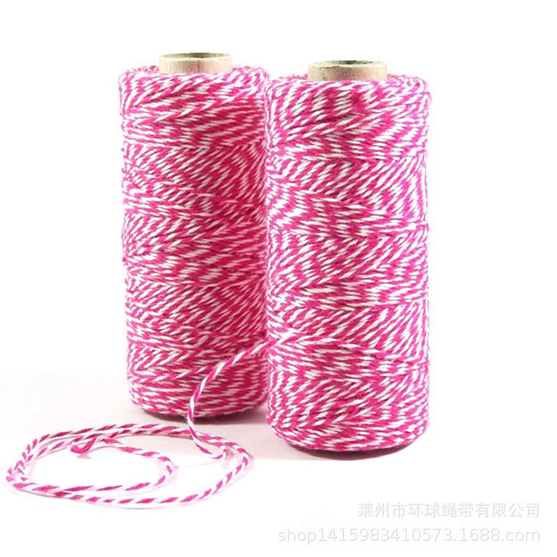 厂家供应彩色棉线绳间色花线圣诞装饰捆扎绳diy制作派对婚礼礼盒