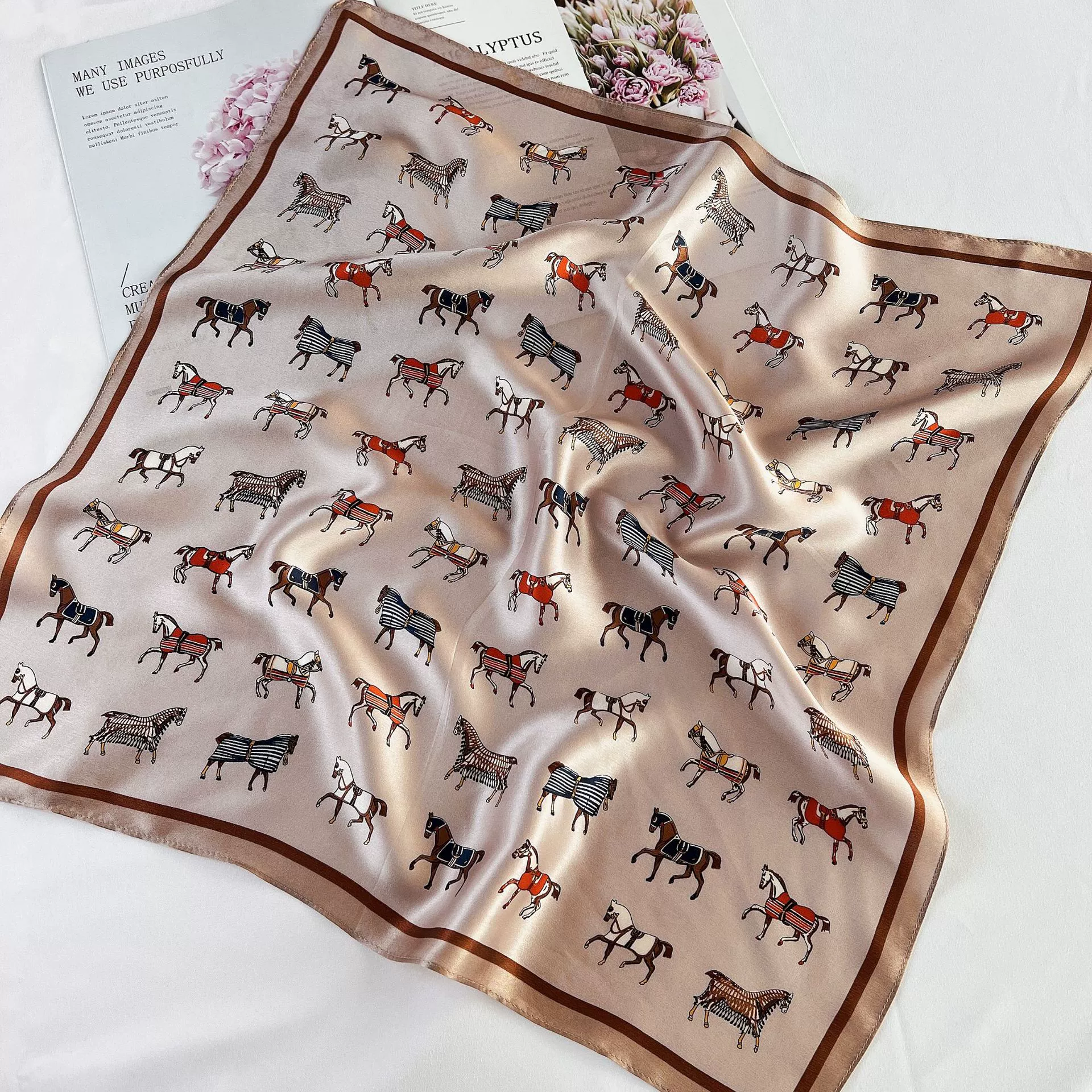 Silk fashionable handkerchief, trend neckerchief, scarf, Korean style