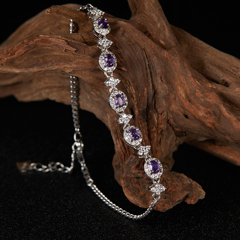 925 Sterling Silver, natural stone, Crystal Material 925 Sterling Silver Natural Stone Crystal Geometric Bracelets