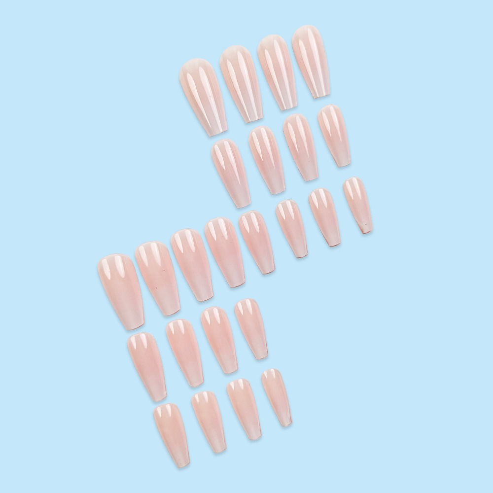 Comercio exterior mejor vendido desnudo gradiente desgaste de uñas largas ballet brillante manicure 24 piezas de uñas falsas de estilo europeo y americano