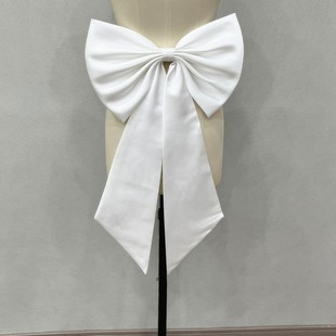 White bow satin wedding accessories trailing veil long wedding waist accessories simple high-end V139