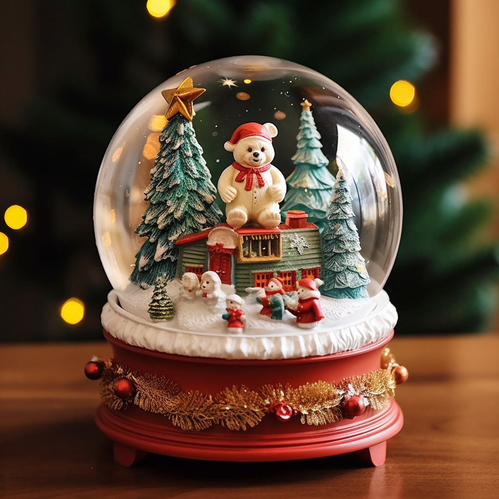  Customized Christmas Crystal Ball Music Box Ornaments Rotating Snow Desktop Birthday Gifts Holiday Gifts