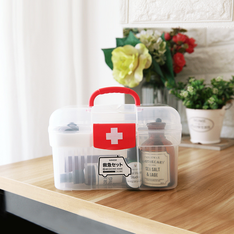 Home Transparent Medical Box First Aid Medicine Storage Portable Multi-functional Children's Health Care Box Household Plastic Small Medicine Box