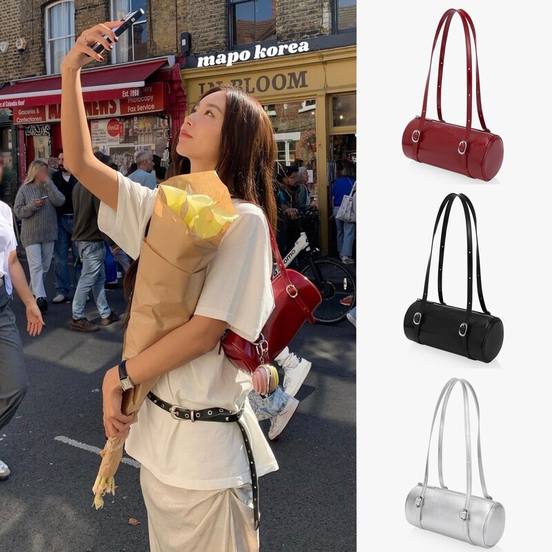 韓国正規品 FindKapoor 脇の下ショルダーバッグ ins 同じスタイルの無地ファッション円筒形ハンドヘルドレディースバッグ|undefined