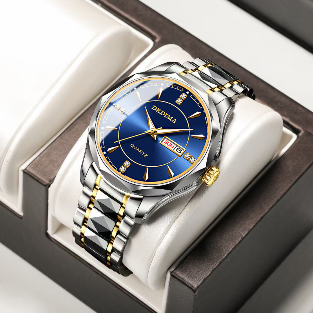 100g Weight Tempered Glass Mirror Material Stainless Steel Strap Material Watch Classification Pointer Display Type Butterfly Double Snap Buckle Style Round Dial Shape Business, Daily Occasion Quartz Movement Color Block Pattern Men's Gender Elegant, Classic Style Style Elegant Classic Style Color Block Butterfly Double Snap Quartz Watch Men's Watches 3