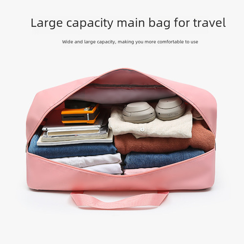 Travel bag with telescopic handle, suitable for short trips, large capacity storage bag, stylish women's handbag for yoga and fitness.