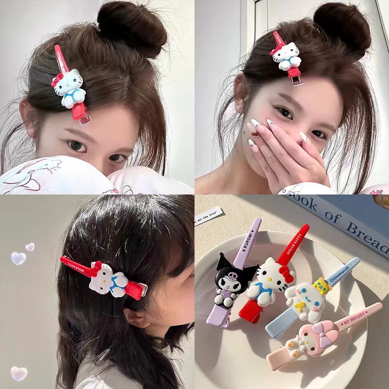 卡通三丽鸥kt猫发夹女2025新款洗脸化妆发卡侧边刘海鸭嘴夹子头饰