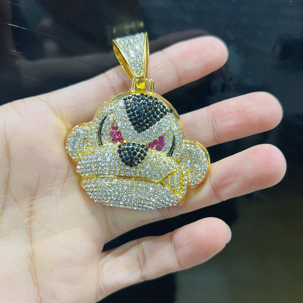 Big Mouth Monkey Pendant With Cuban Chain Necklace Fashion Style_voghion.com