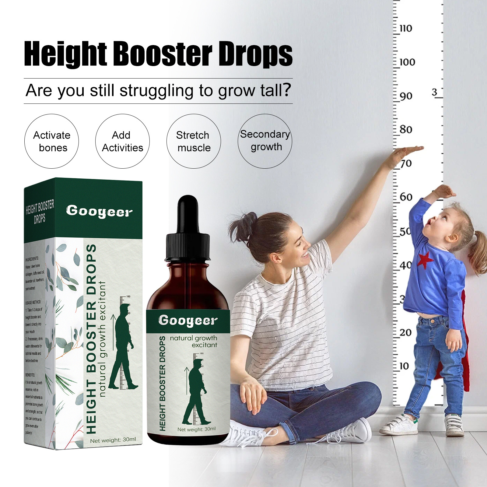 Googeer Height Boosting Essence La cura dell'altezza del corpo aumenta l'altezza e l'olio essenziale per l'agopuntura del piede_voghion.com