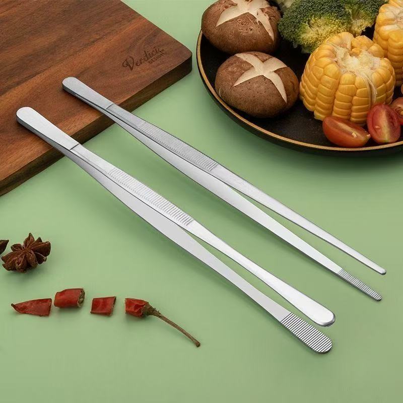 亚马逊摆盘食物夹子烧烤夹厨房剪商用烤肉不锈钢韩式烤肉夹直销