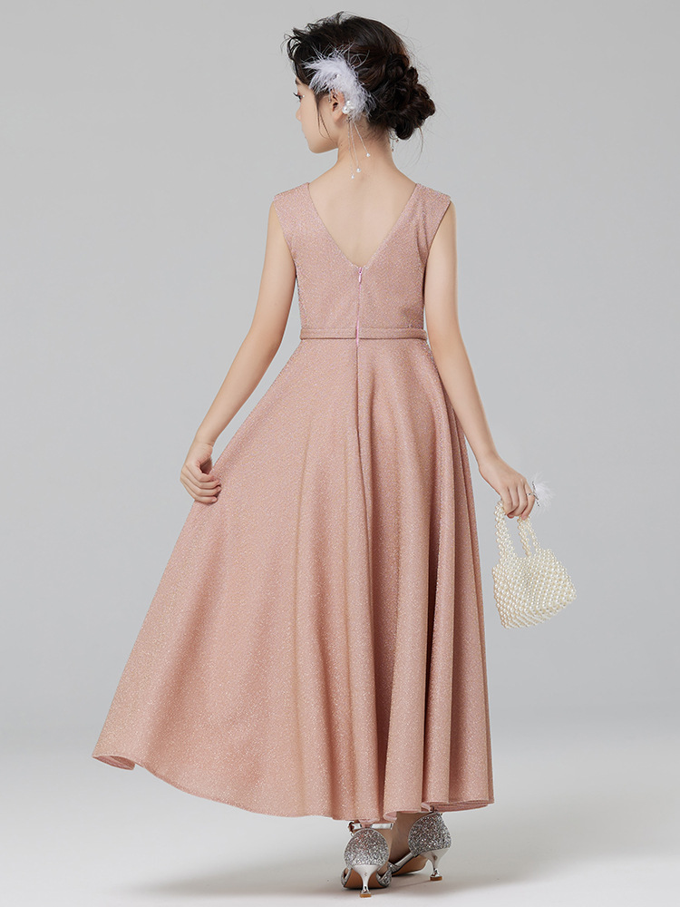 Vestido de niñas Otoño e Invierno de gama alta vestido de princesa para niños Rosa flor niña boda niña host piano disfraz