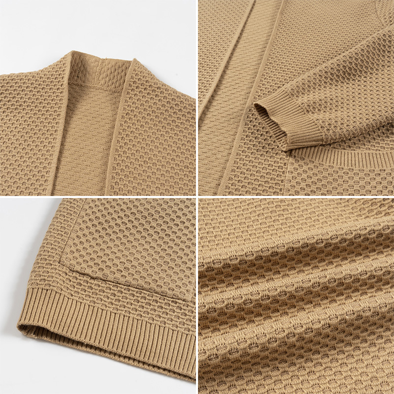 Stand Collar Knit Cardigan For Men – Premium Textured Pullover In Classic Colors_voghion.com