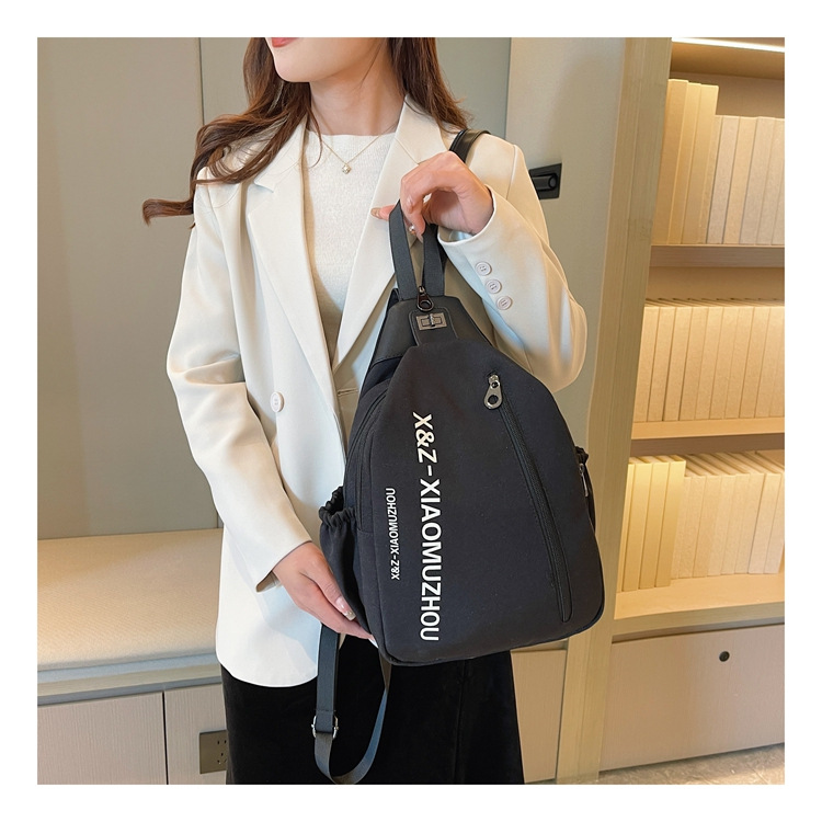 Cross-border women's multi-functional backpack, canvas chest bag, single-shoulder crossbody bag, multi-layered casual large-capacity bag undefined