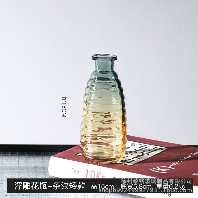 彩色小花瓶欧式复古袖珍花瓶玻璃花瓶家用客厅摆件现货|undefined