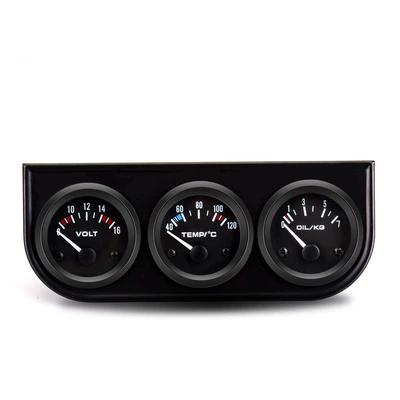 Avtomobil üçün 2 düymlük 52MM su temperaturu, yağ təzyiqi, gərginlik üçlü ölçü cihazı