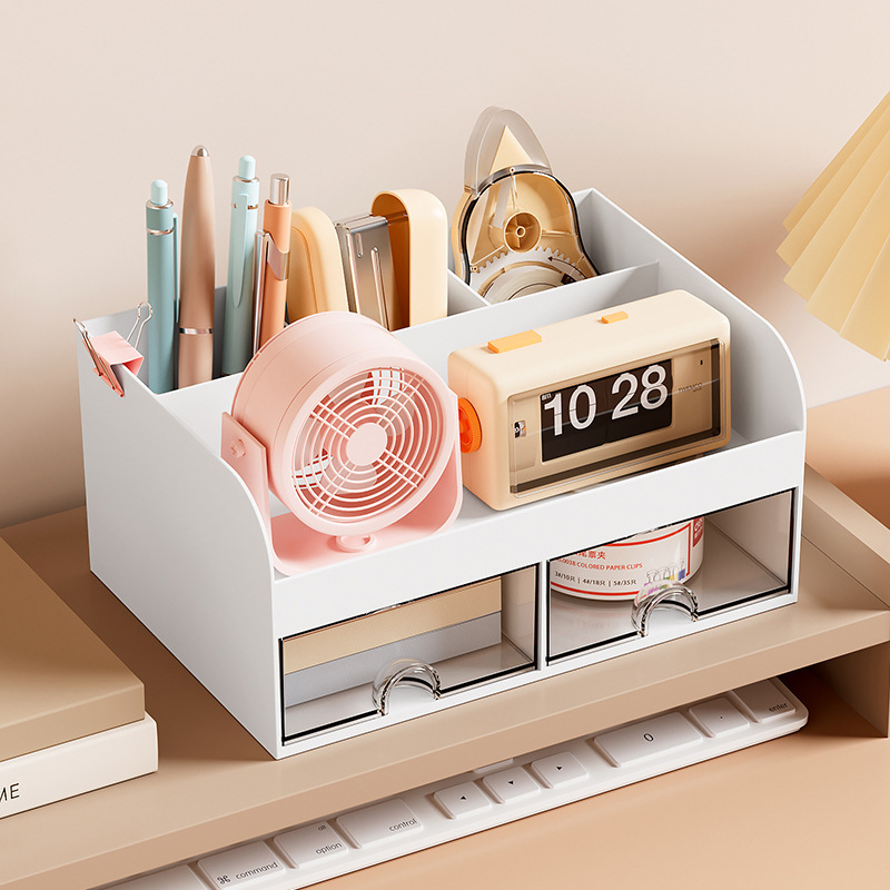 Cajón transparente de escritorio caja de almacenamiento de gran capacidad papelería de oficina niños estudiante caja de cajón de almacenamiento especial