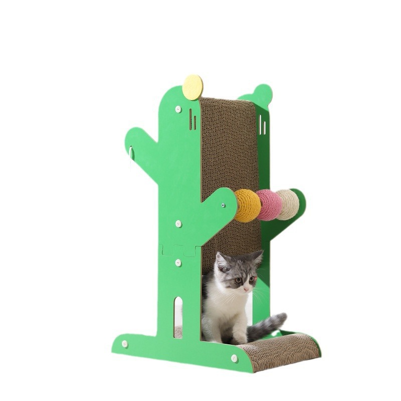 Tablero de agarre de gato de cactus, rectificador vertical de garras, papel corrugado, resistente al desgaste, resistente al agarre, sin astillas, núcleo interno, juguetes intercambiables, suministros para gatos