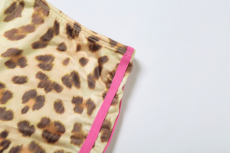 Summer Women Clothing Contrast Color Strap Leopard Print Bikini High Waist Hip Shorts Set 14 Summer Women Clothing Contrast Color Strap Leopard Print Bikini High Waist Hip Shorts Set