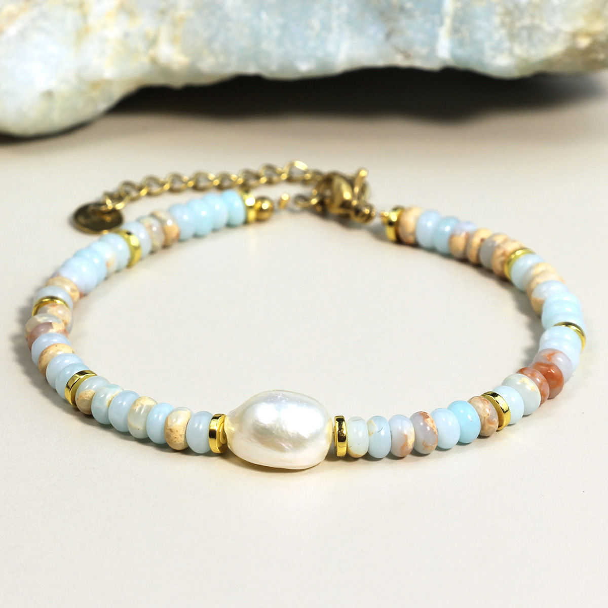 Beaded Chain Chain Type 1 Piece Quantity Ethnic Style Irregular 316L Stainless Steel  Shoushan Stone Waterproof Non Tarnish Surgical Steel Beaded Chain Beaded Bracelets For Women's Holiday Daily