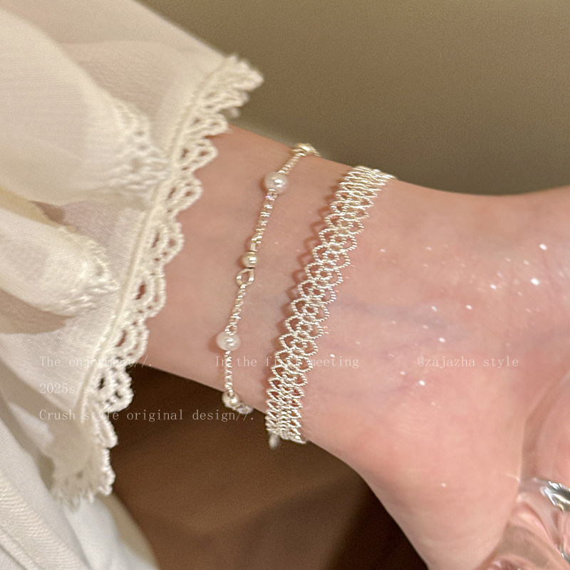 Silver Lace Pearl Layered Bracelet for Women 2026 New Model High-End Luxury Niche Design Exquisite Hand Accessory Silver Lace Pearl Layered Bracelet for Women 2026 New Model High-End Luxury Niche Design Exquisite Hand Accessory