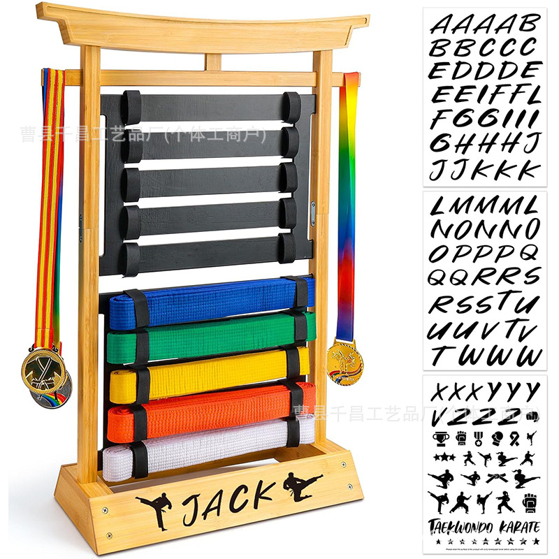 Wooden Taekwondo Belt Storage Rack Karate Wudao Promotion Belt Rack Multilayer Belt Placement Rack for Training Hall