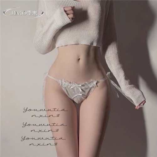 Lingerie French Cut Bodysuit with Lace Straps, Western Sexy Transparent Butterfly Bow Edge, Open-Back No-Pull Women's Dropshipping