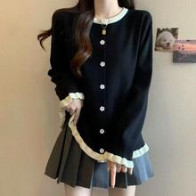 大码女装胖mm秋季新款2025感时尚打底衫百搭荷叶边显瘦衫纽扣