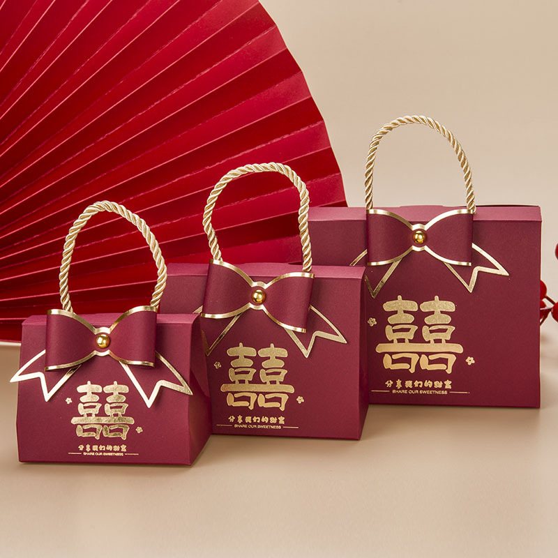 Chinese-style Handheld 3D Bow Wedding & Engagement Candy Box | New Design Gift Box | Empty Container