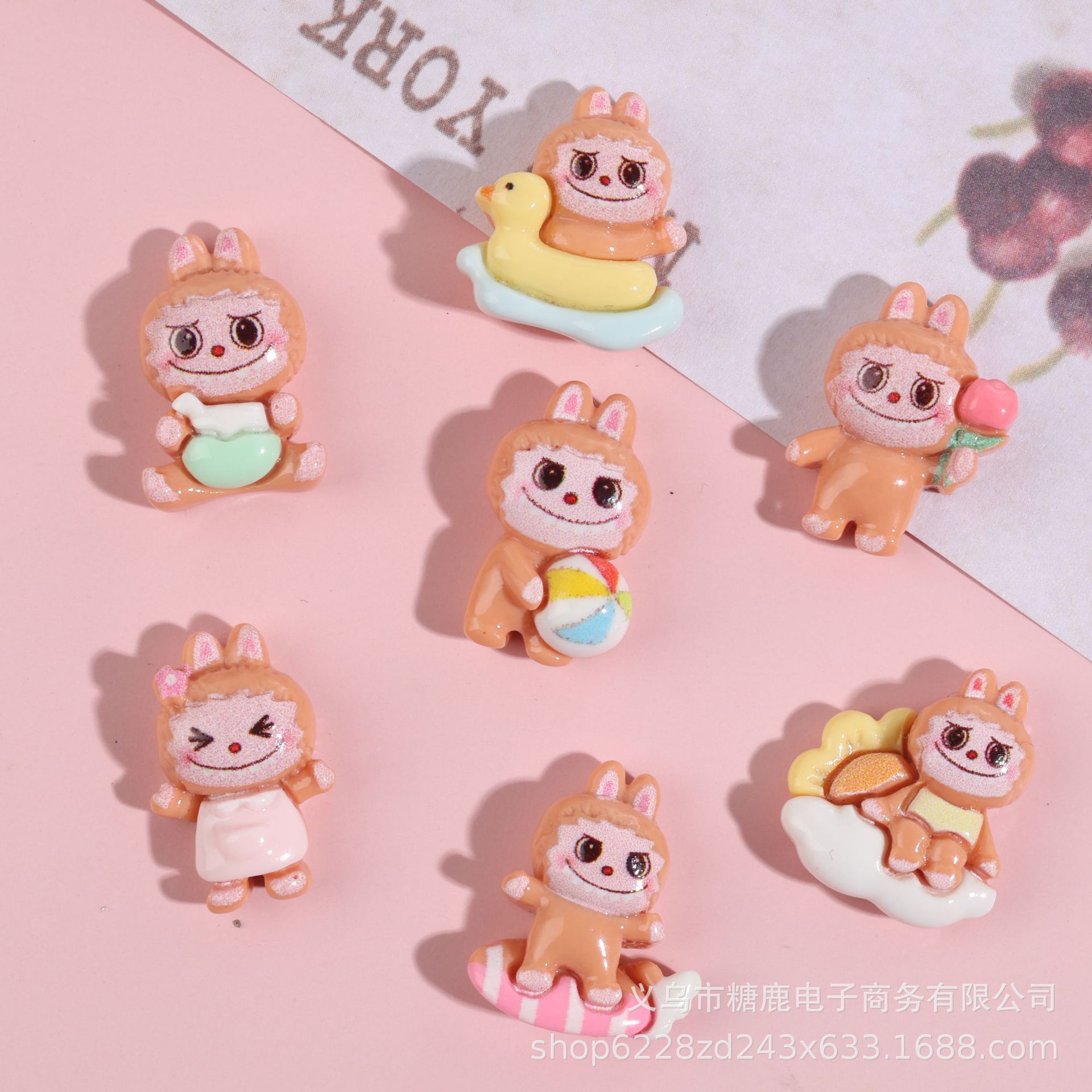迷你可爱卡通拉布布亮面树脂配件奶油胶diy手机壳钥匙扣发饰材料