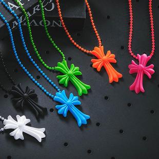 Trendy brand CH Crowheart Punk Hip Hop Limited Colorful Cross All-match Ladies Necklace in stock Supply