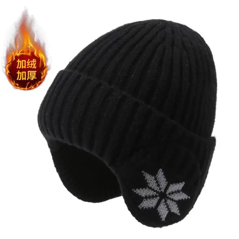帽子男冬季户外针织毛线帽男士加绒加厚冬天骑车保暖护耳包头帽女